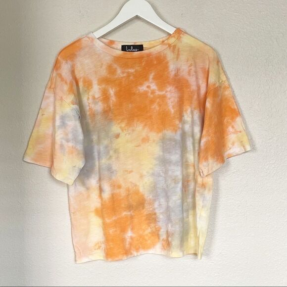 Lulus Orange Boxy Fit Oversized Cropped T-Shirt Size XS Casual Summer - Picture 2 of 7